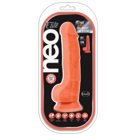 Neo Elite Silicone Dual Density Cock with Balls-Neon Orange 7.5"