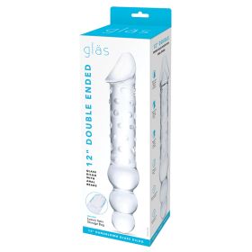 Glas Double Ended Glass Dildo with Anal Beads 12"