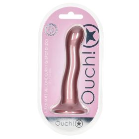 Ouch! Ultra Soft Silicone Curvy G-Spot Dildo-Rose Gold 7"