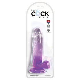 King Cock Clear with Balls-Purple 7"