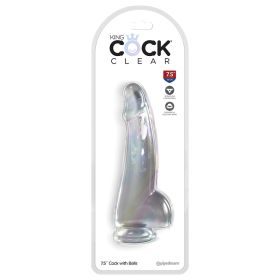 King Cock Clear with Balls-Clear 7.5"