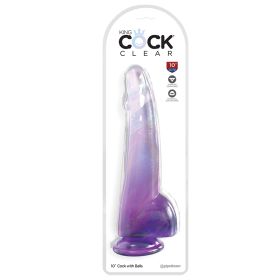 King Cock Clear with Balls-Purple 10"