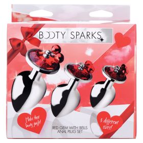 Booty Sparks Red Gem with Bells Anal Plug Set