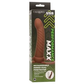 Performance Maxx Rechargeable Ribbed Dual Penetrator-Brown