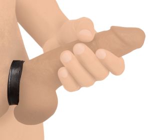 Leather and Velcro Cock Ring (Option: Black)